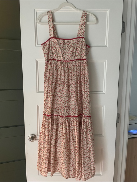 Christy Dawn Dresses & Skirts - Christy Dawn Chiara Ivory Floral Maxi Dress with Red Trim in Strawberry field